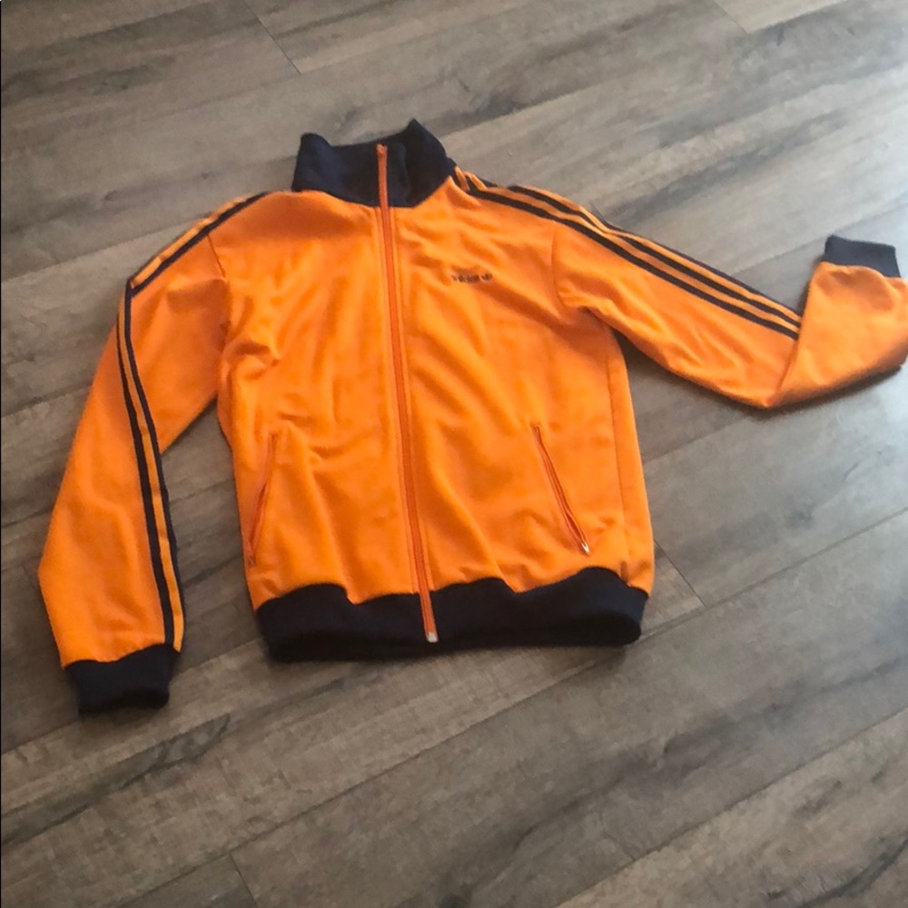 Unique Adidas track jacket. Men’s L, orange & navy